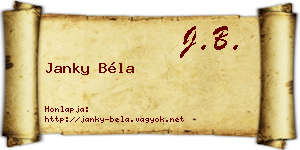 Janky Béla névjegykártya